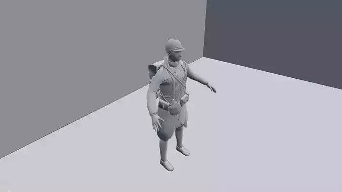 French Soldier  - Cartoon - Low-Poly - 3D Character 