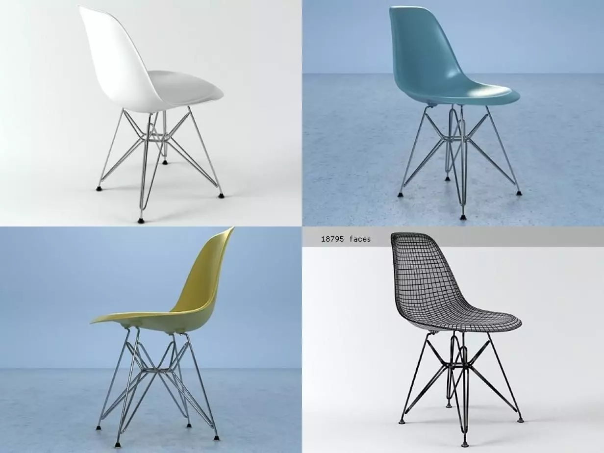 E P C DSR four eames chair 3D model_1