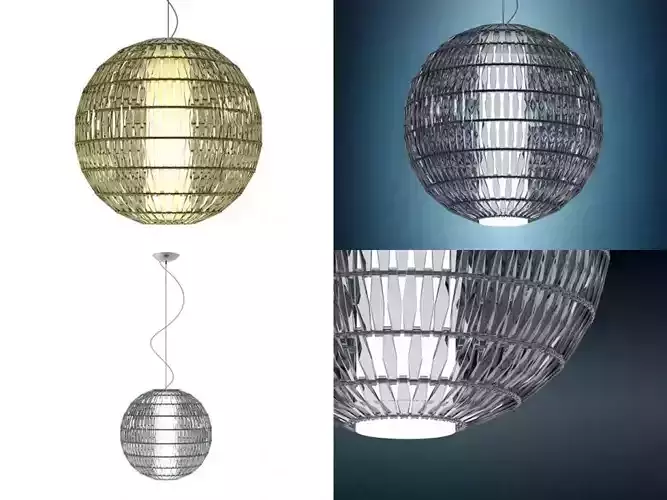 T S rattan pendant light 3D model