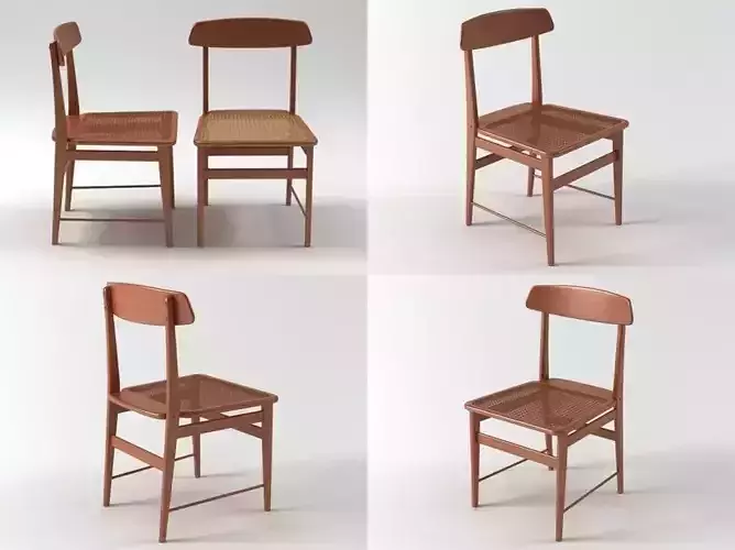 L 1956 four different wooden chairs 3D model