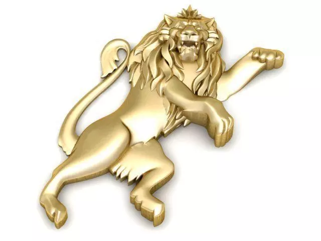 Pendant golden lion 3D print model_0