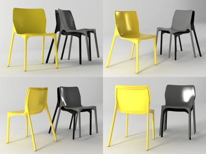 C four different chairs 3D model