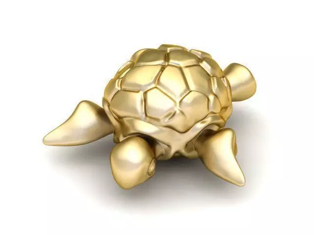 Pendant gold turtle 3D print model_0