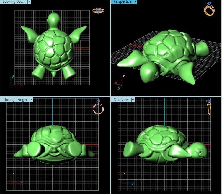 Pendant gold turtle 3D print model_2