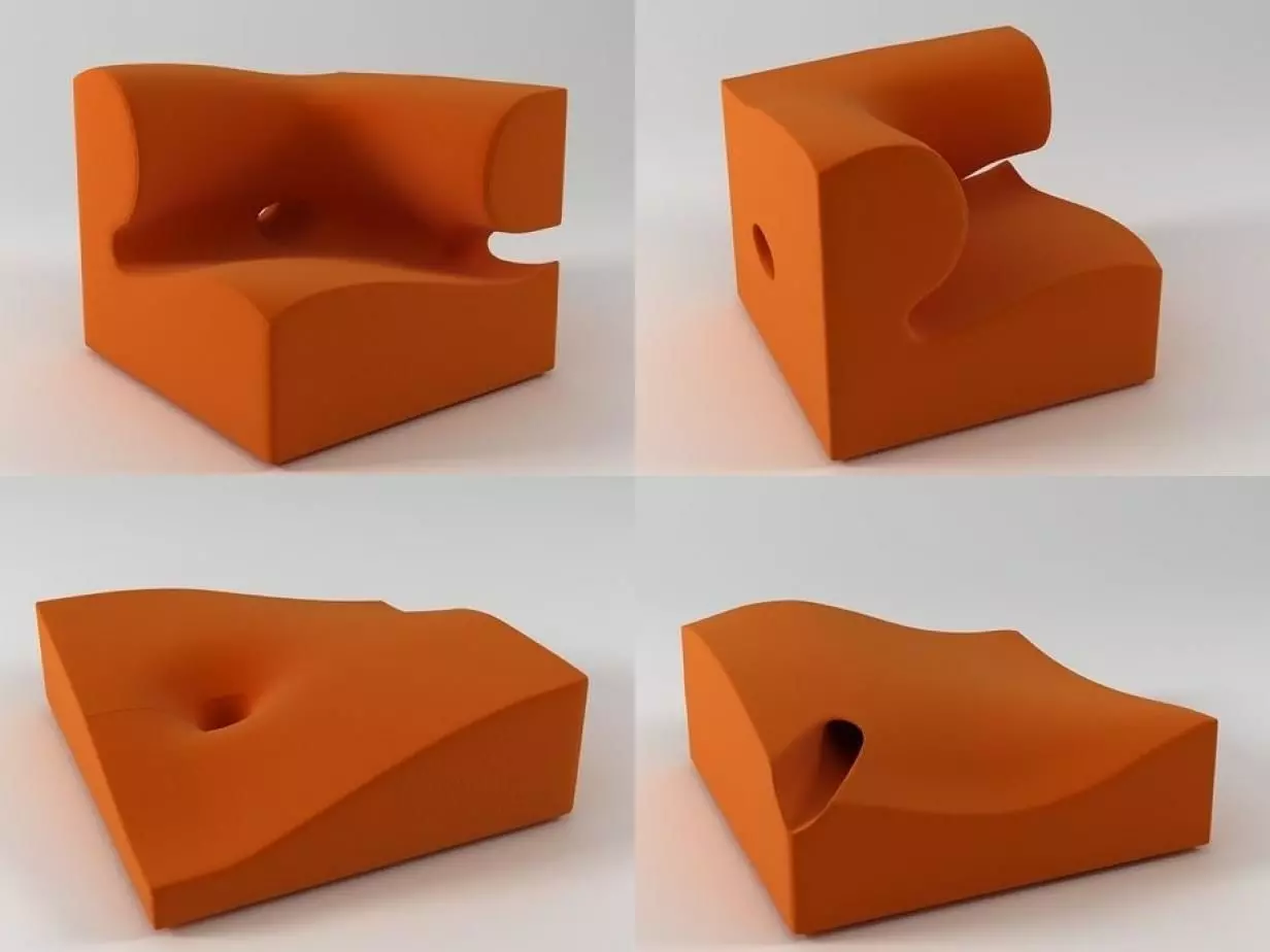 M set of orange and sofas 3D model_7