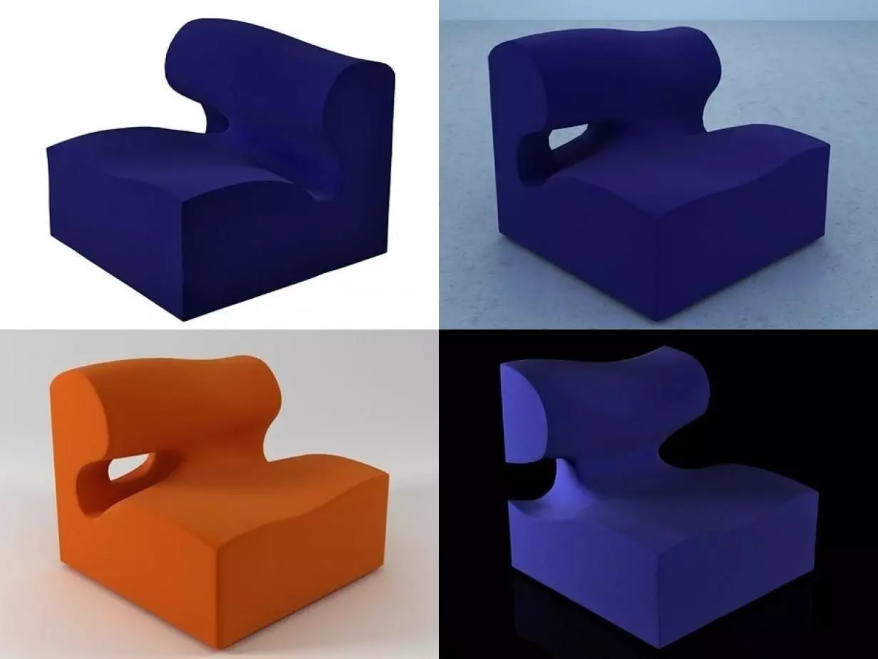 M set of orange and sofas 3D model_4