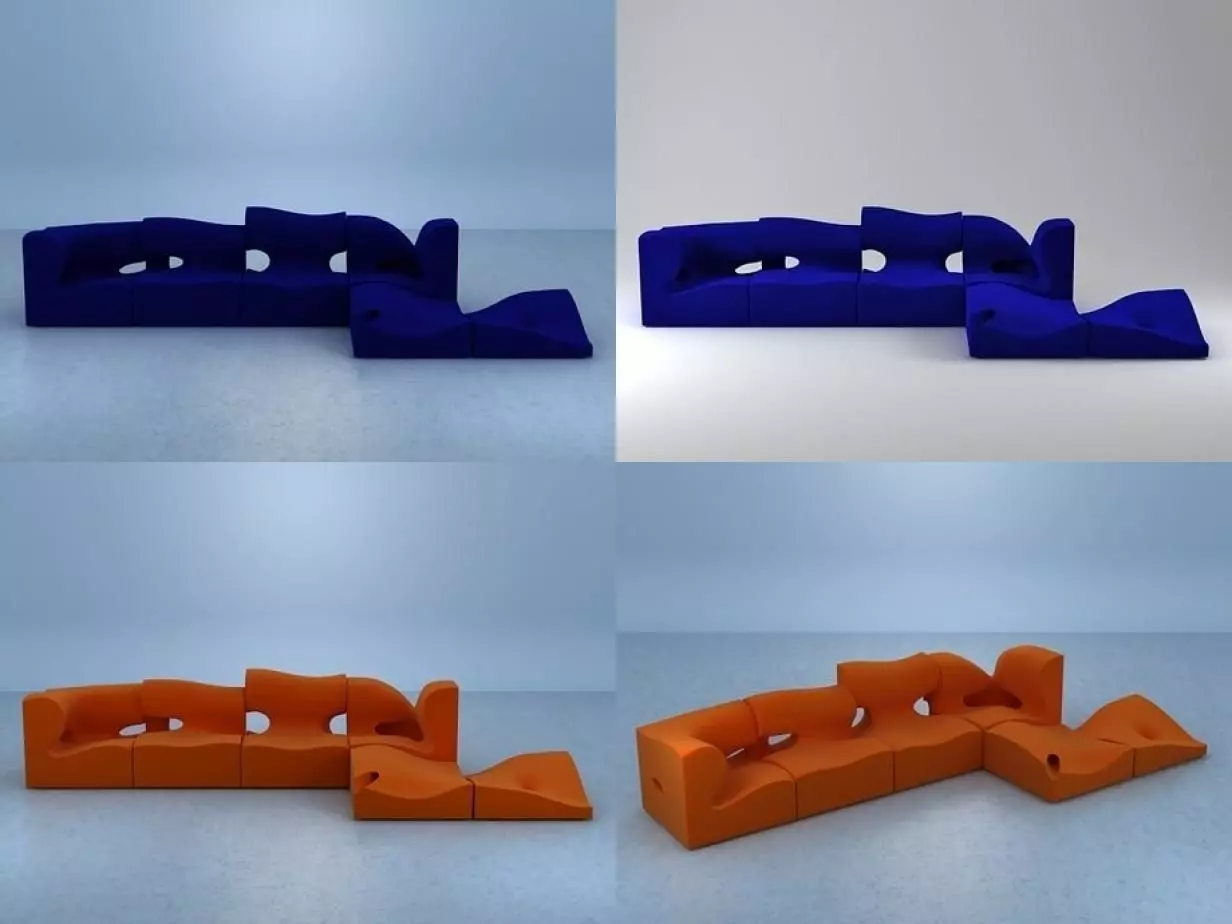 M set of orange and sofas 3D model_3