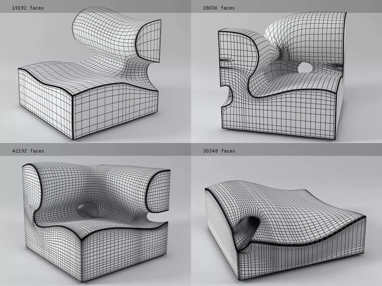 M set of orange and sofas 3D model_9