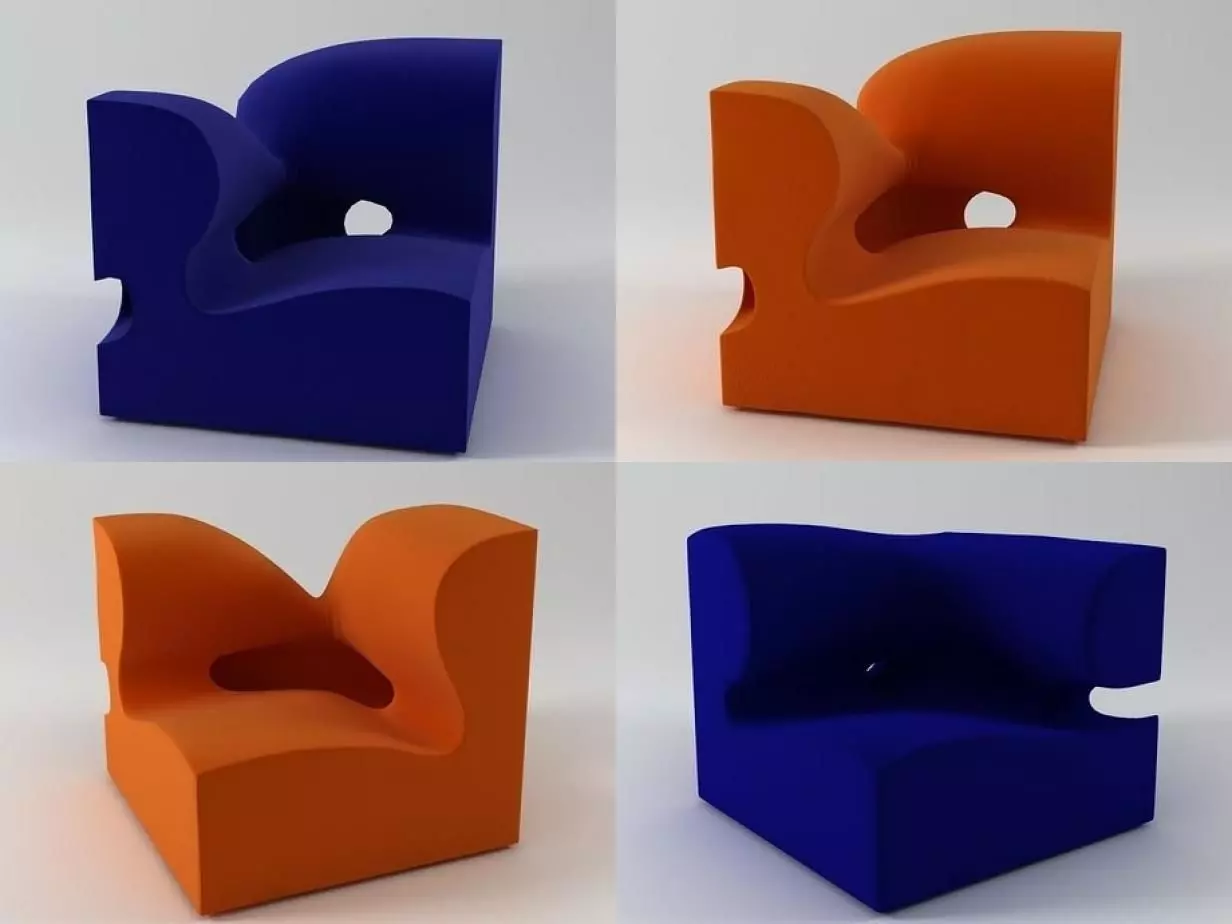 M set of orange and sofas 3D model_6