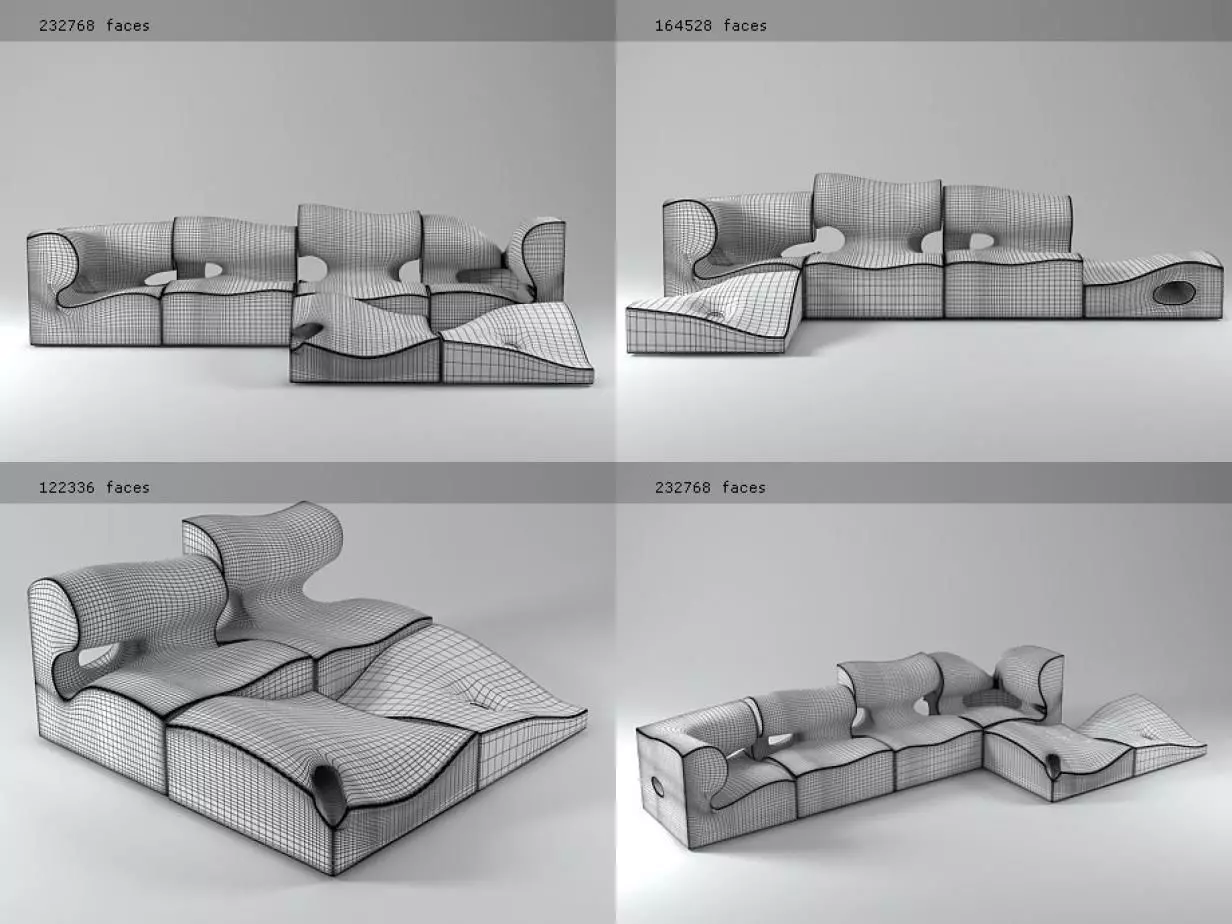 M set of orange and sofas 3D model_8
