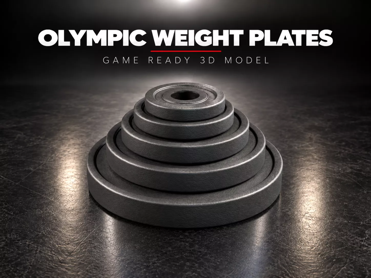 Cast Iron Weight Plates Set 1 to 20 kg - PBR Game Ready Low-poly 3D model