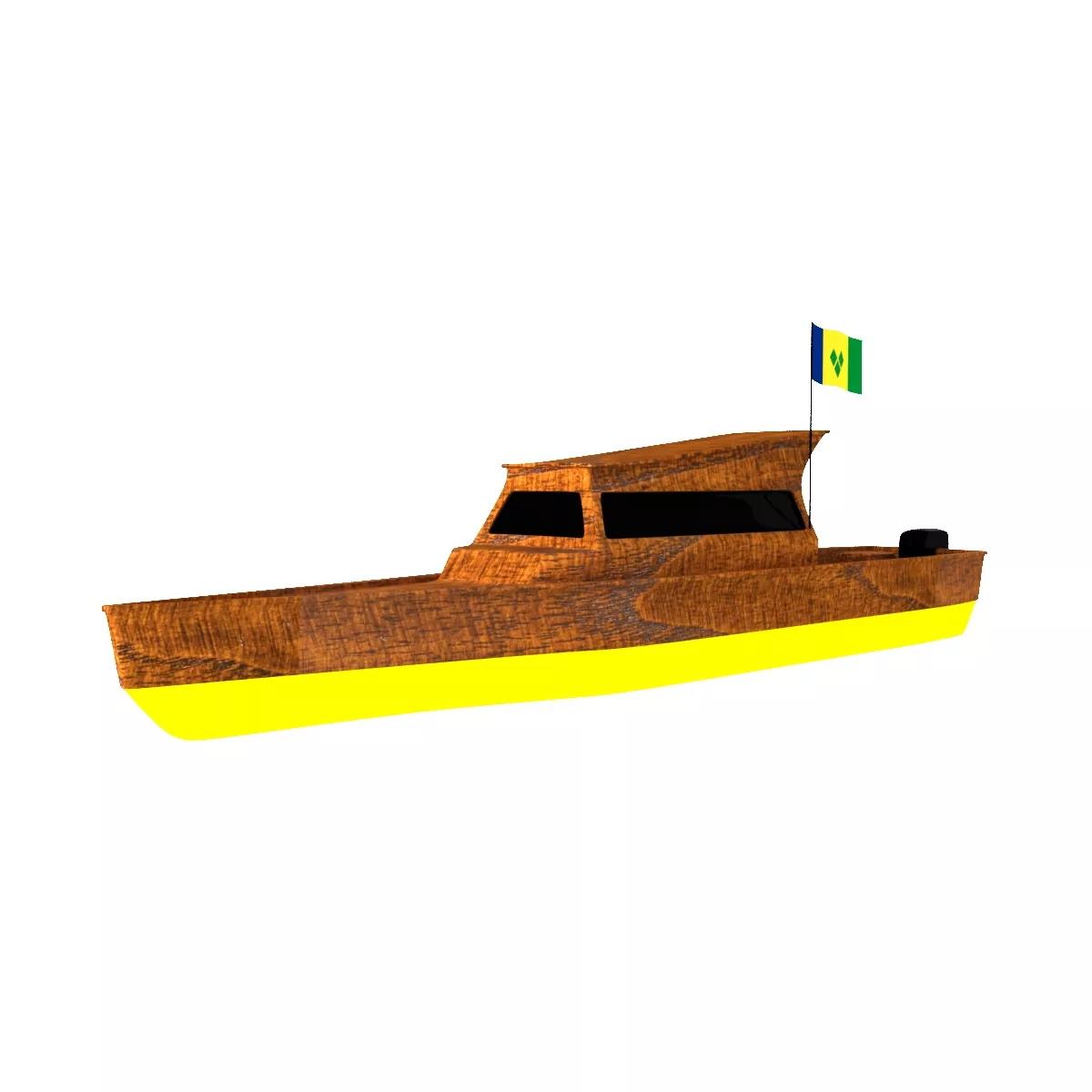 Saint Vincent and the Grenadines Wooden Boat 3D model