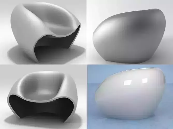 L four different chairs 3D model