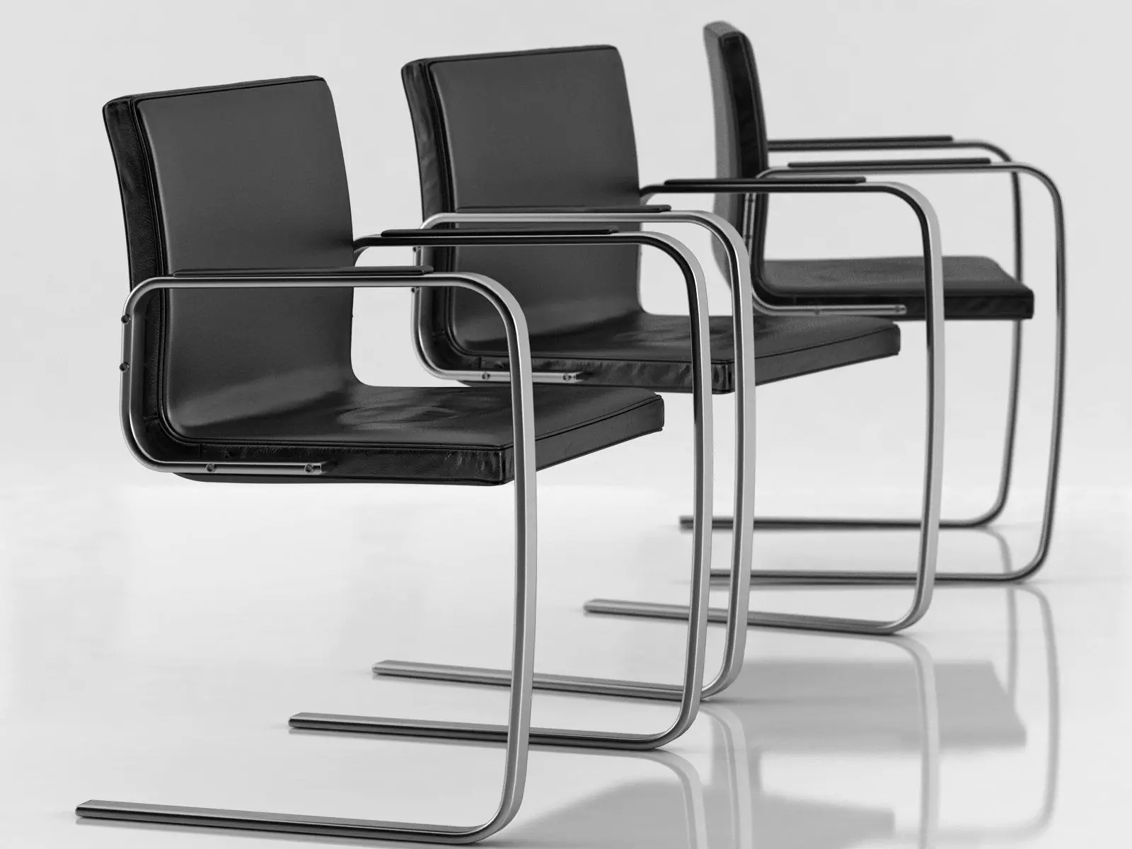 PK leather chair on metal frame 3D model_2