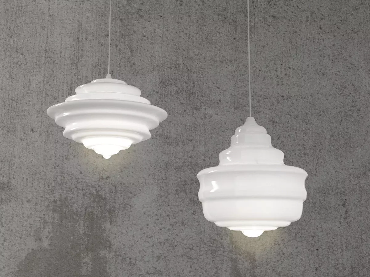 N G two pendant lights hanging from concrete wall 3D model_1