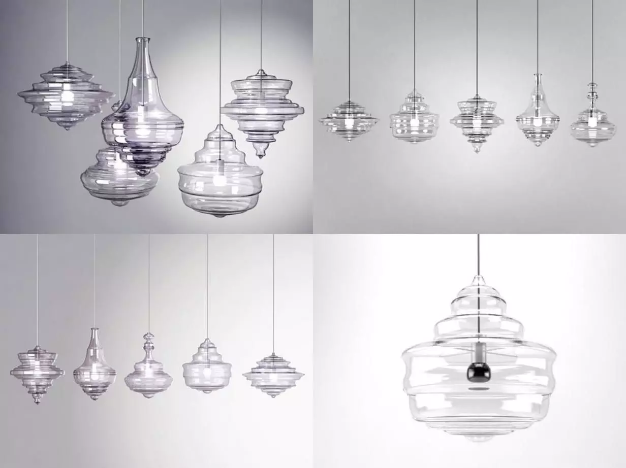 N G two pendant lights hanging from concrete wall 3D model_3