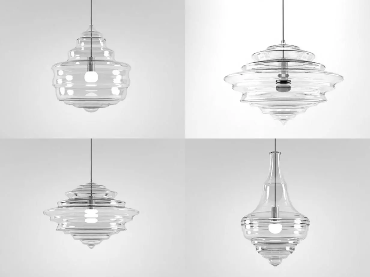 N G two pendant lights hanging from concrete wall 3D model_4