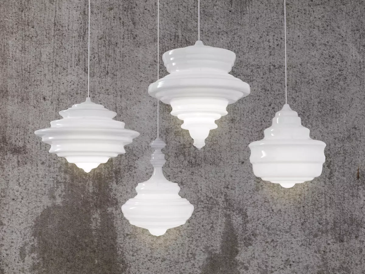 N G two pendant lights hanging from concrete wall 3D model_2