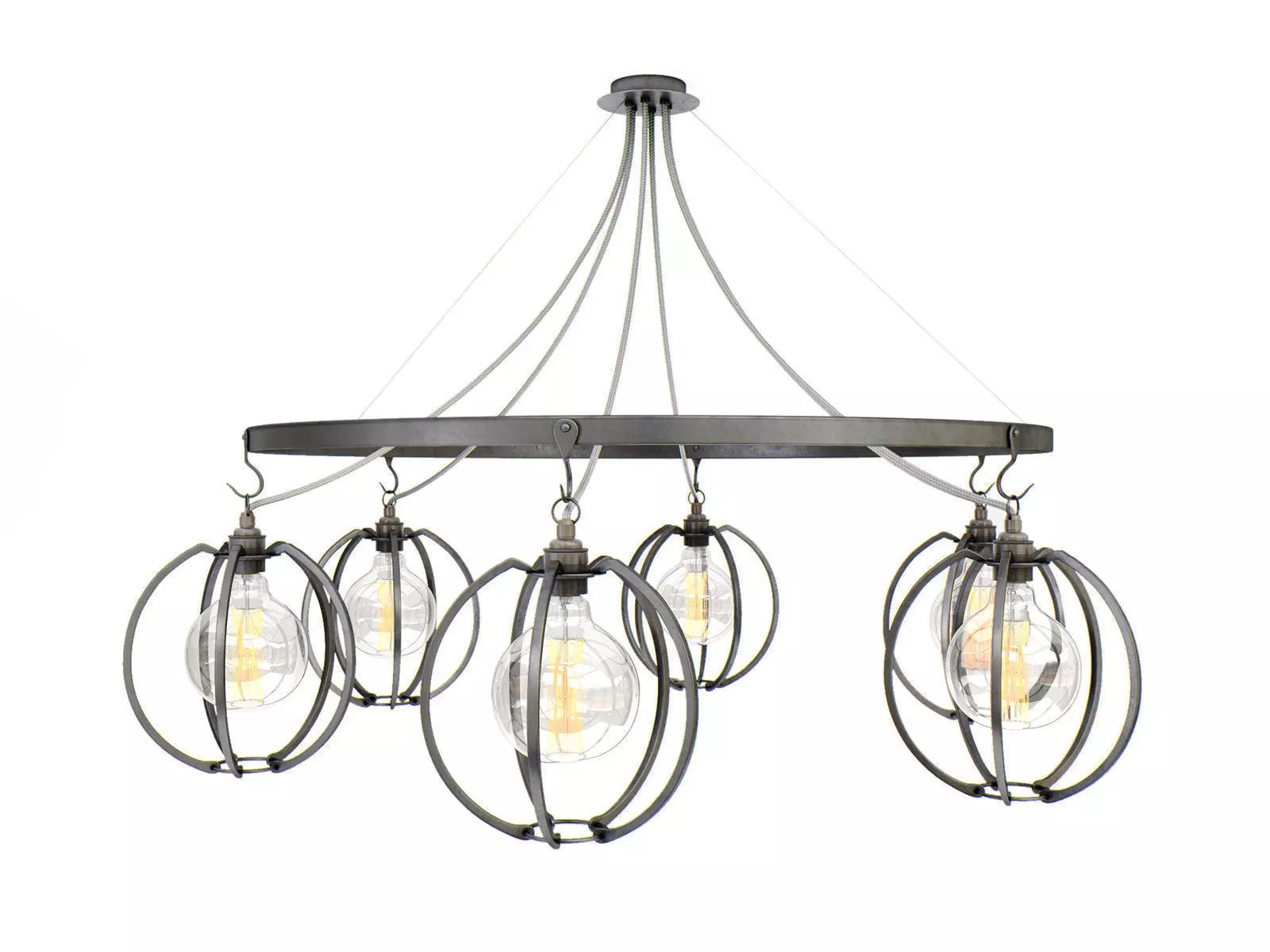 F C S C G C six light chandelier with glass globes 3D model_0