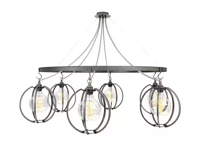 F C S C G C six light chandelier with glass globes 3D model F C S C G C six light chandelier with glass globes 3D model