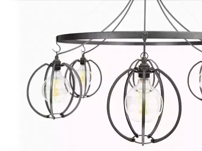F C S C G C six light chandelier with glass globes