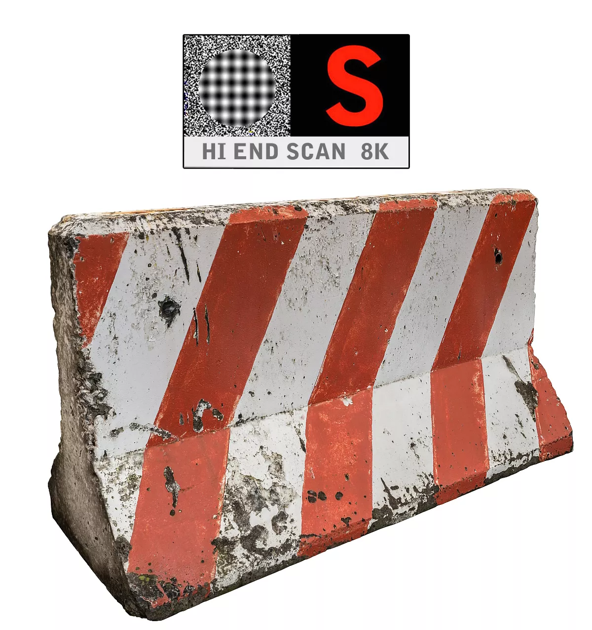 Concrete Barrier Scan 8K 2 Low-poly 3D model