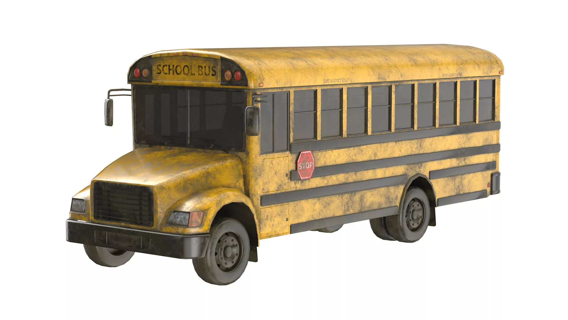 School Bus Dirty Low Poly Game Ready PBR Low-poly 3D model