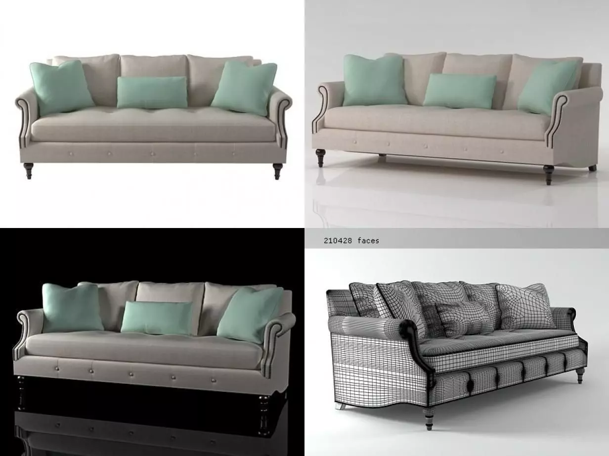 A S four different sofas 3D model_0