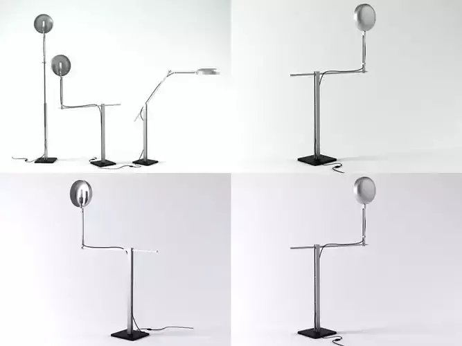 B B floor lamp in four different positions