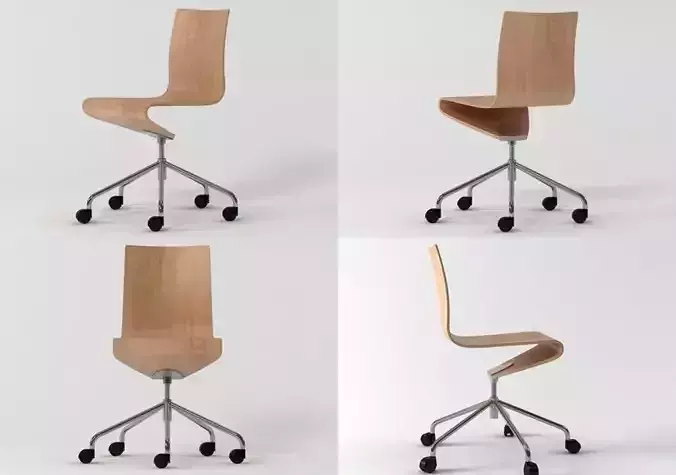 W C S four different office chairs on wheels