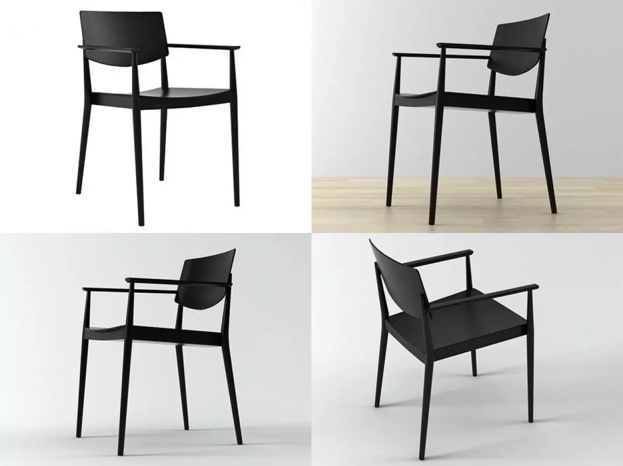 H A four chairs with arms and legs 3D model_0