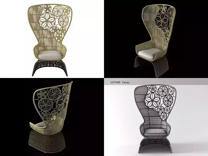C four different rattan chairs