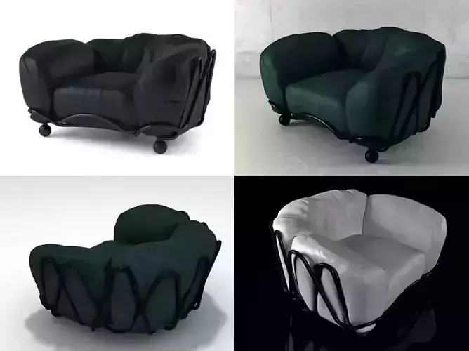 C A four different chairs 3D model