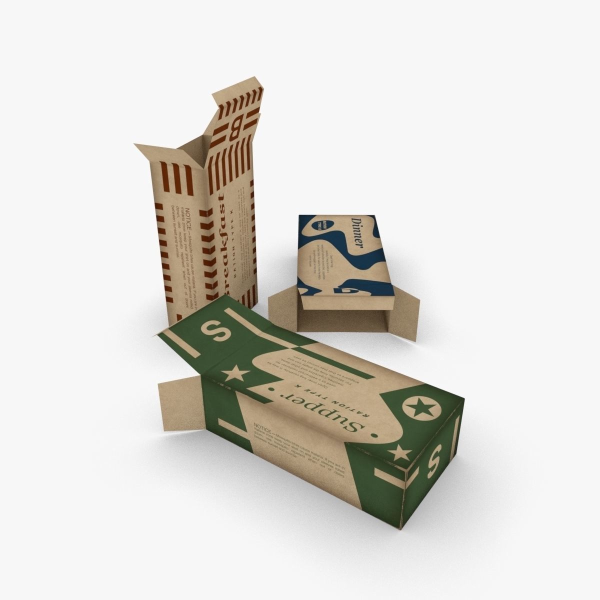 US K-Ration boxes End War WWII Low-poly 3D model_5
