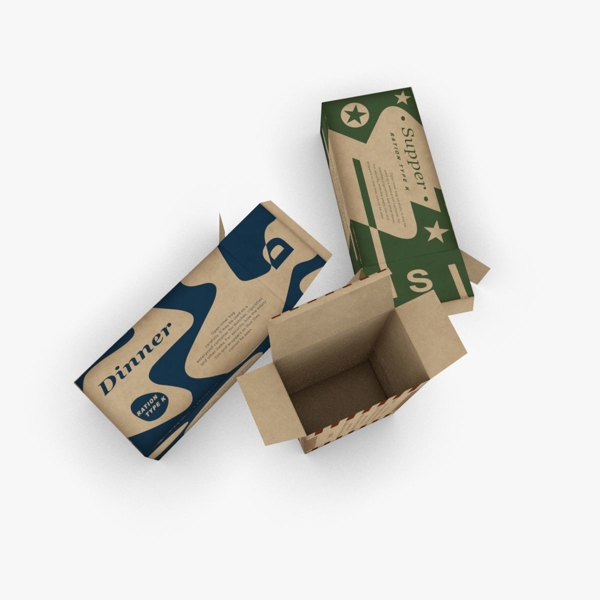 US K-Ration boxes End War WWII Low-poly 3D model_8