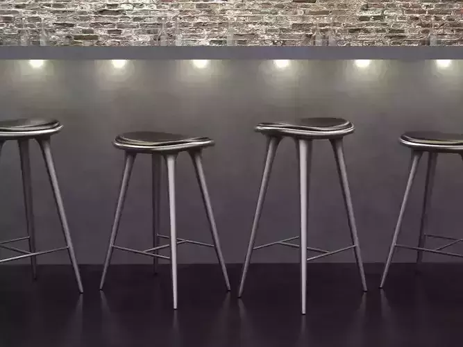 H L S three stools with metal legs