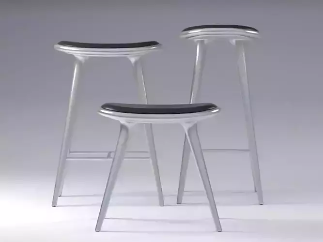 H L S three stools with metal legs