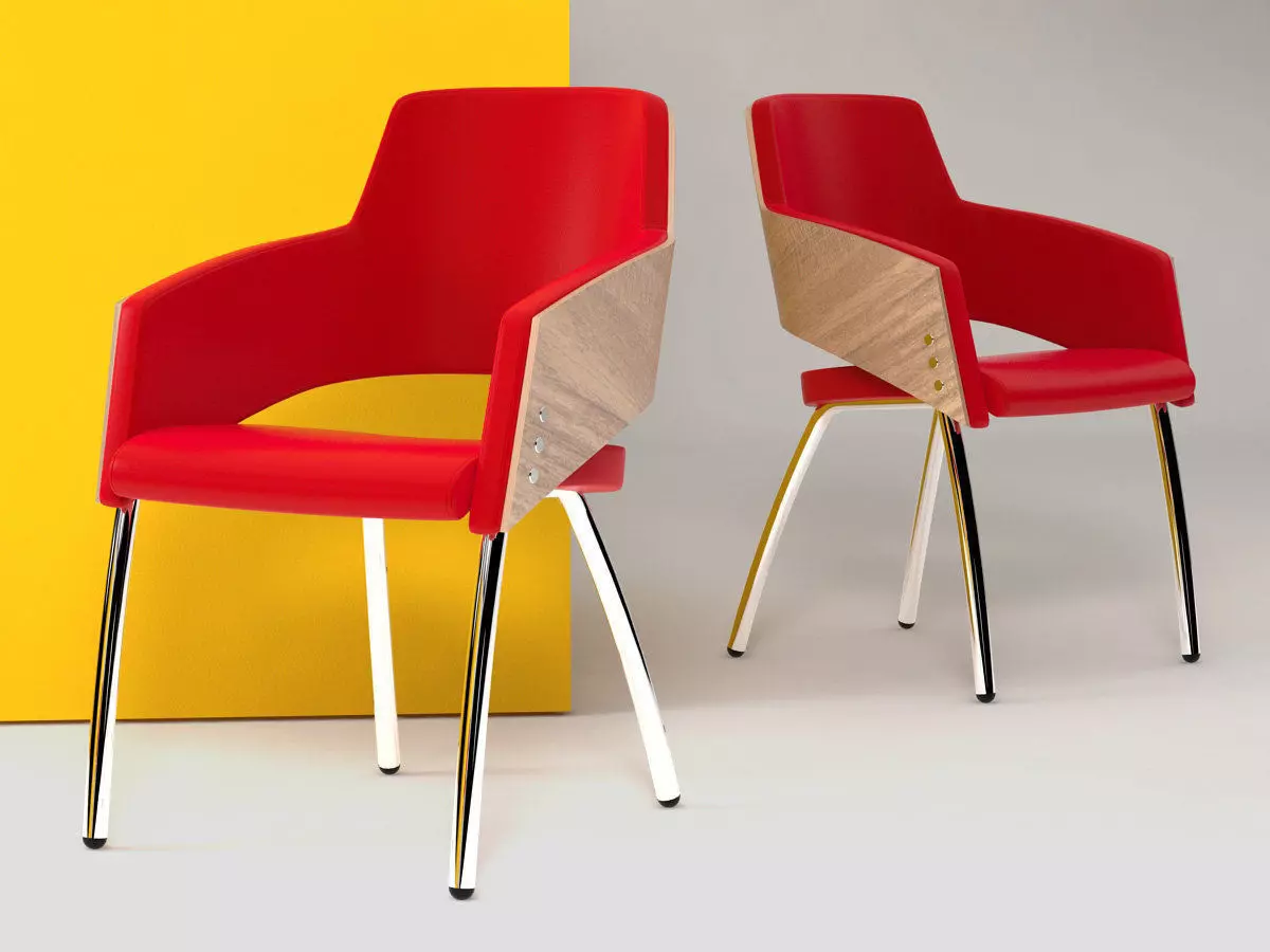 M - two chairs with table and chair 3D model_3