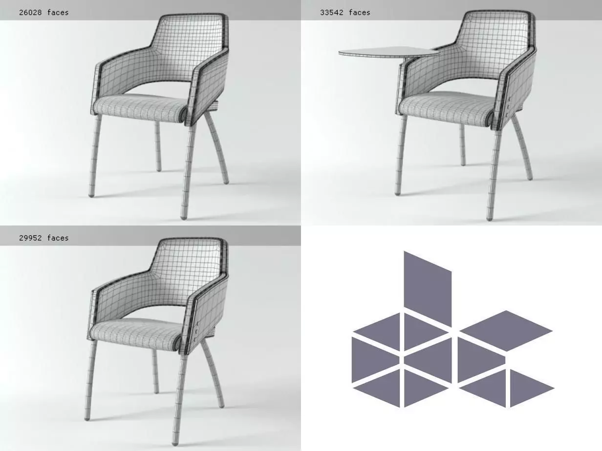 M - two chairs with table and chair 3D model_5