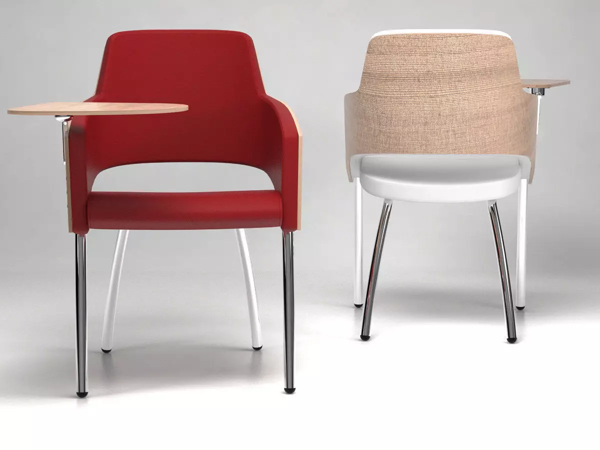 M - two chairs with table and chair 3D model_2