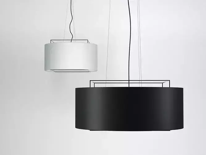 L pendant light with shade hanging from wall