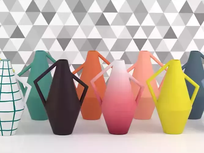 V three vases and vase 3D model