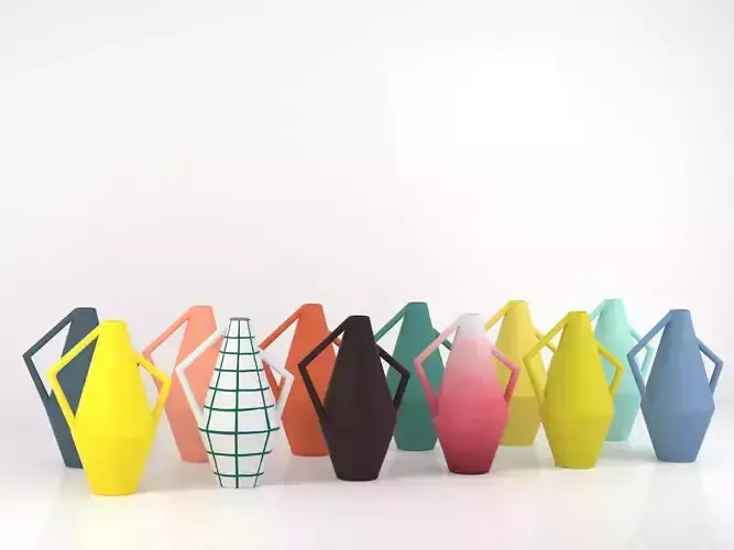 V three vases and vase