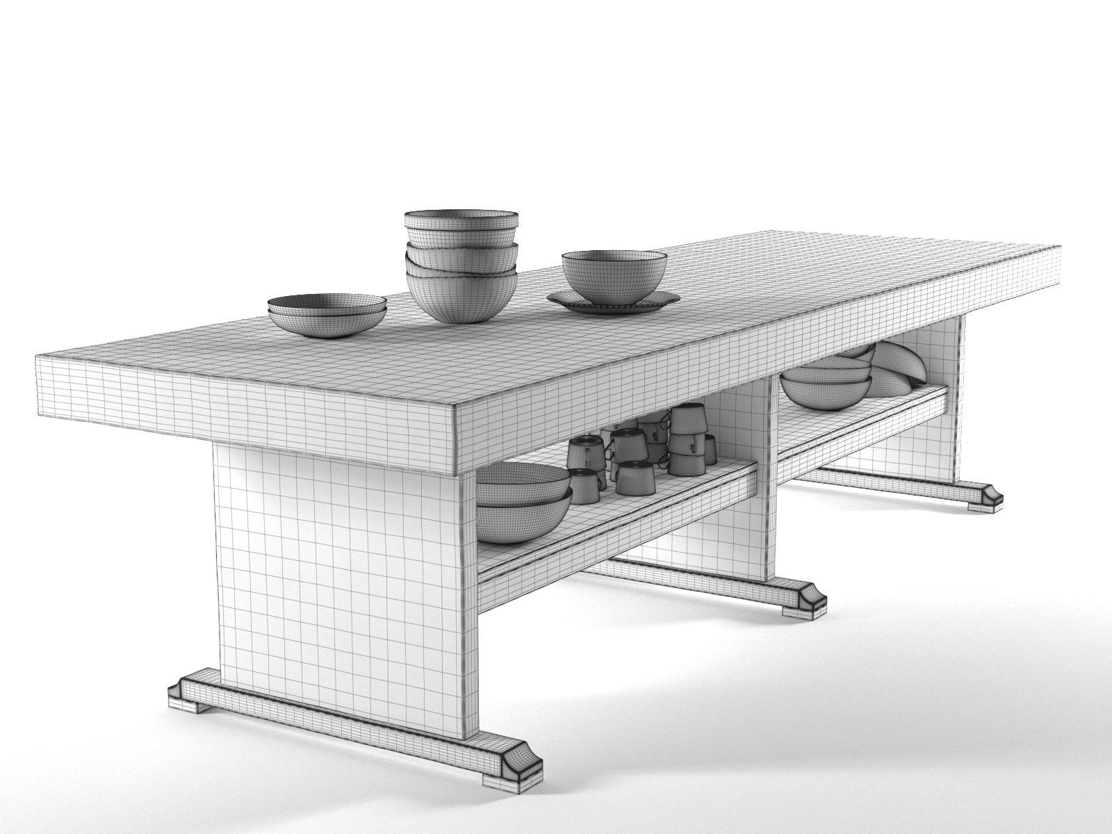 Butcher Block Table 3D model_3