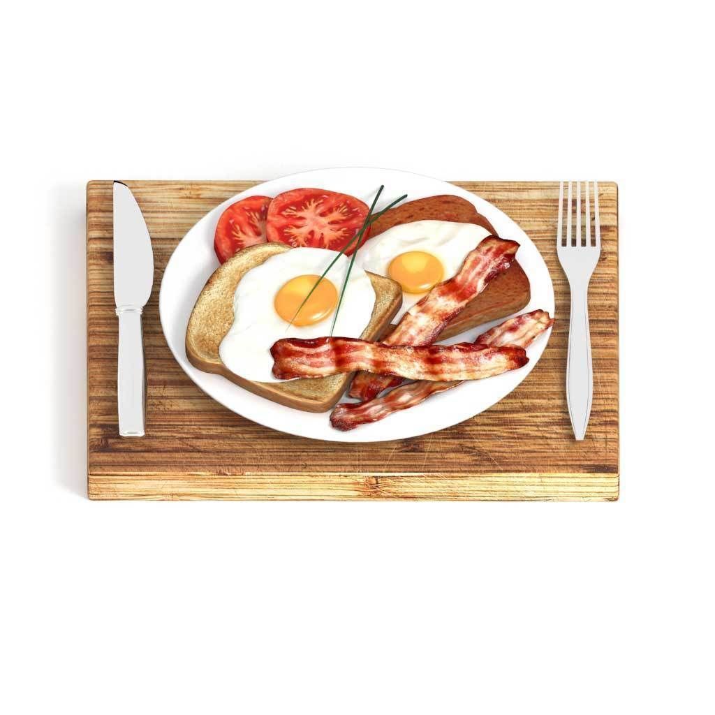 Bacon egg toast and tomato breakfast 3D model_2