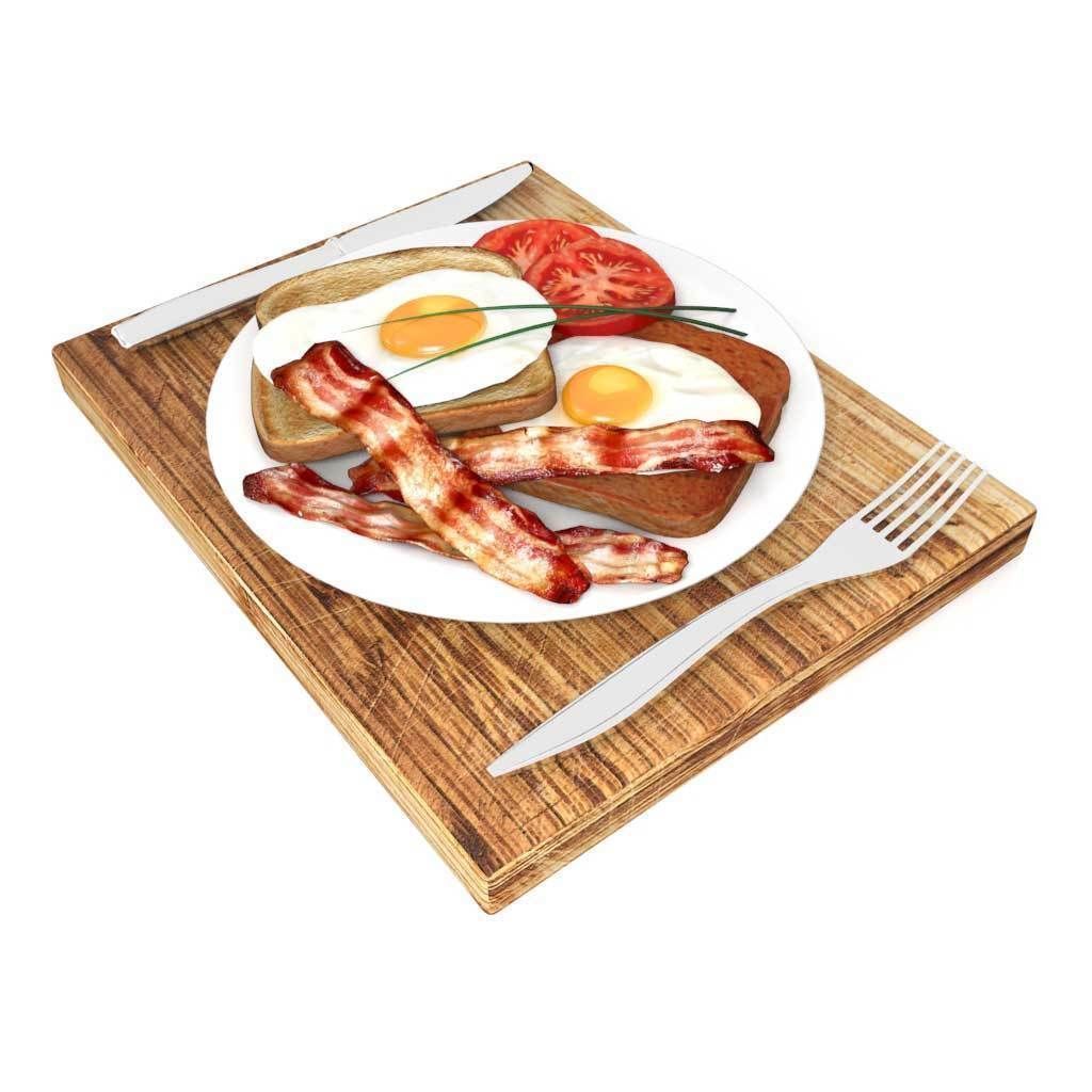 Bacon egg toast and tomato breakfast 3D model_1