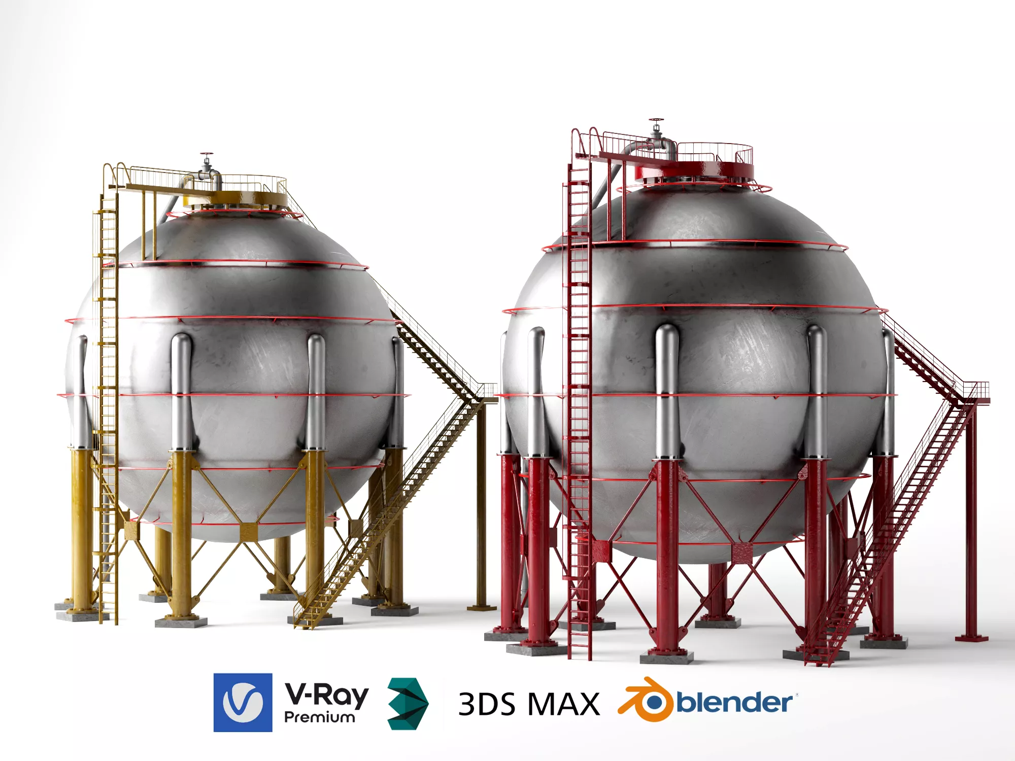 Industrial Spherical Storage Tank 3D model