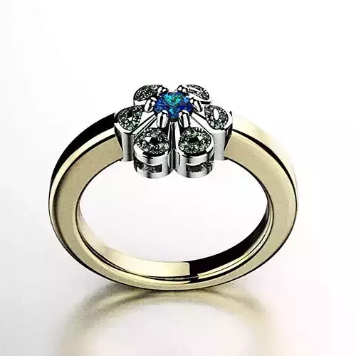 Ring flower stone 3D print model