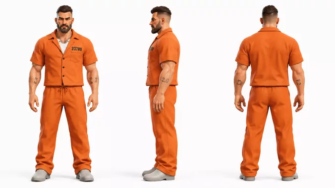 Stylized Prisoner 3D Character  Rigged Animated  Jail Model