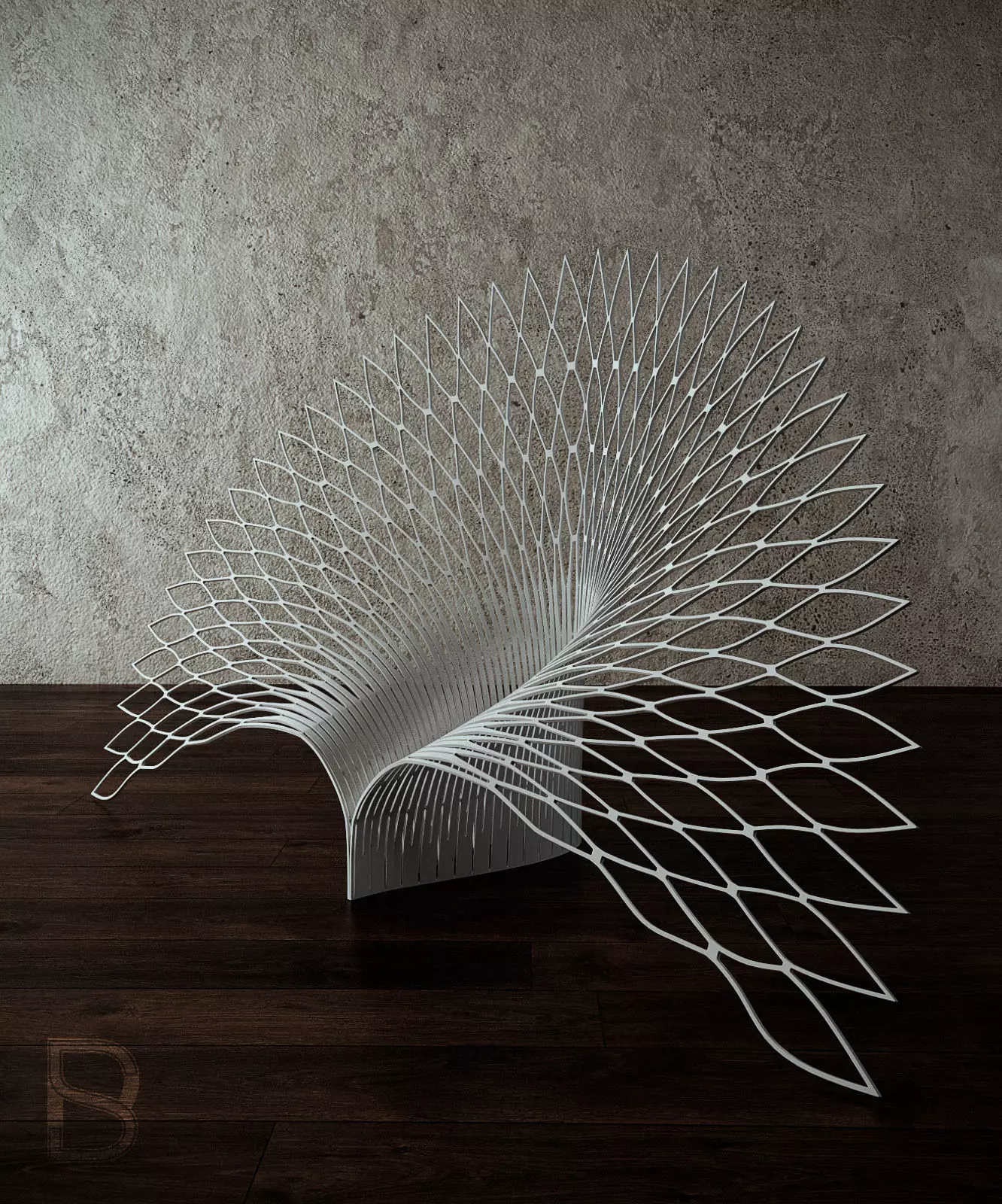 Peacock-L chair made of wires 3D model_0